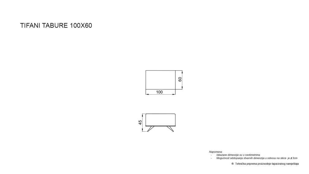 TABURE TIFANI 100X60